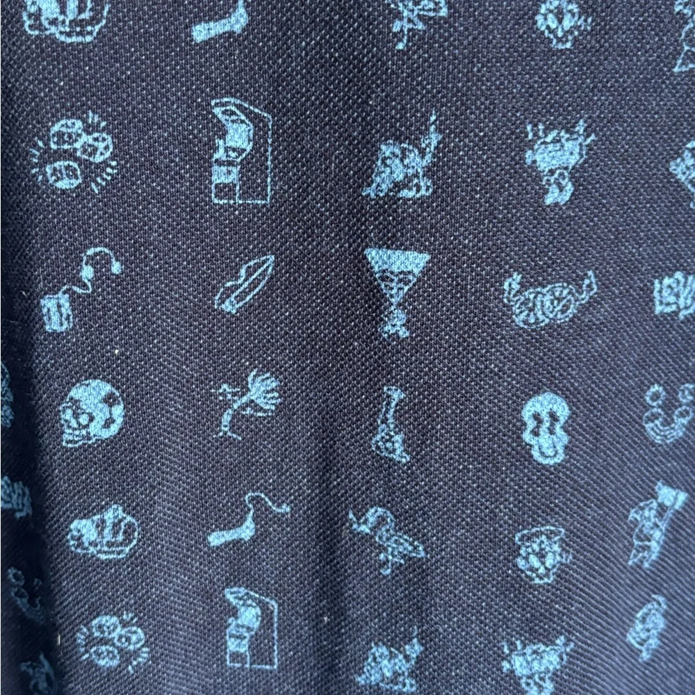 Levi’s Men’s Size M Cotton Polo Navy Blue Alien Print Graffiti Rare Print‎